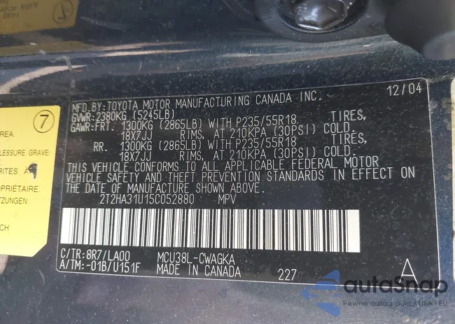 2T2HA31U15C052880: 43389514