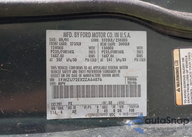 1FMZU72EX2ZA64876: 43389531