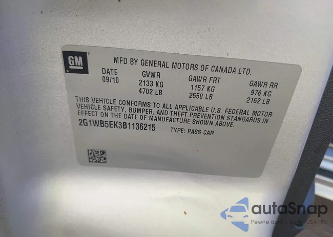 2G1WB5EK3B1136215: 43389565