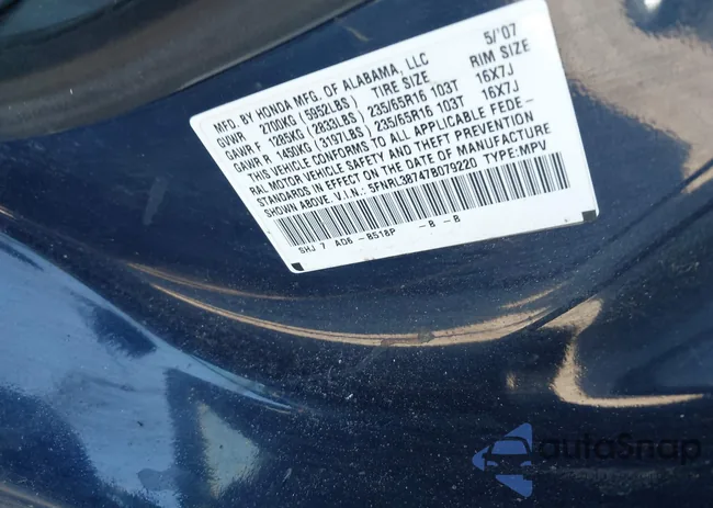 5FNRL38747B079220: 43389573