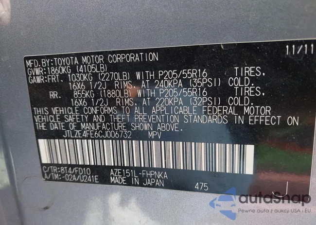 JTLZE4FE6CJ006732: 43390716