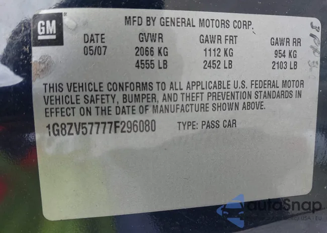 1G8ZV57777F296080: 43390909