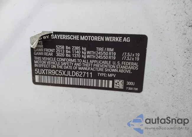 5UXTR9C5XJLD62711: 43391015