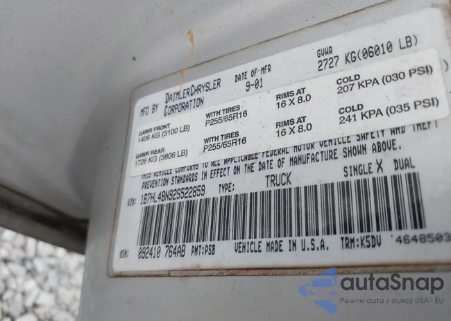 1B7HL48N92S522859: 43391019