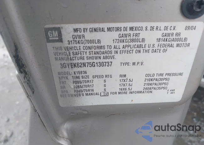 3GYEK62N75G130737: 43391031