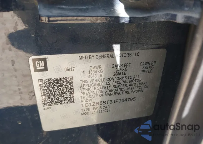 1G1ZB5ST6JF104795: 43391032