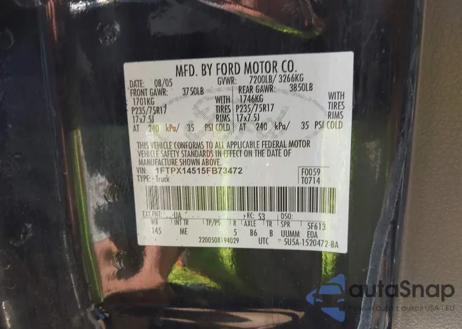 1FTPX14515FB73472: 43391081