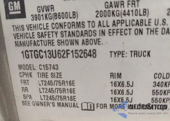 1GTGC13U62F152648: 43391123