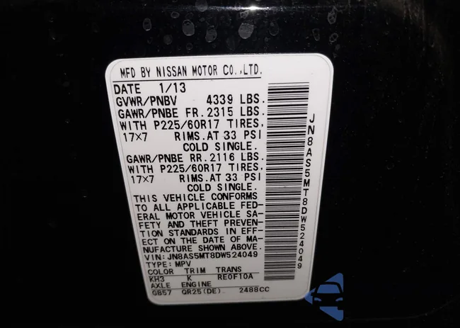 JN8AS5MT8DW524049: 43390235