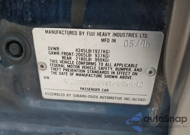 4S3BG4854T6986582: 43390236