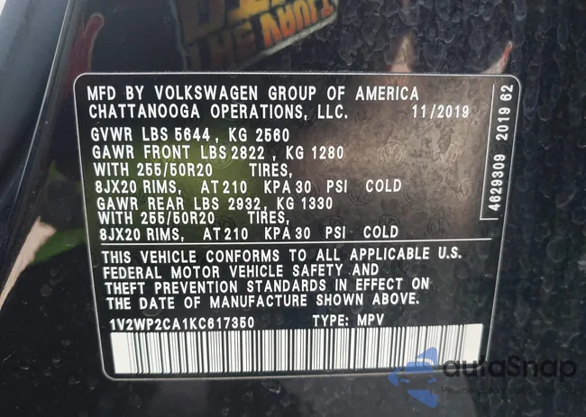 1V2WP2CA1KC617350: 43390239