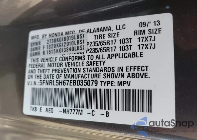 5FNRL5H67EB035079: 43390281