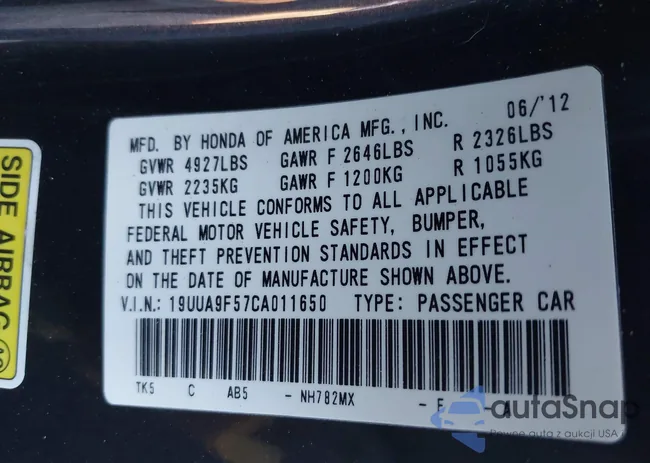 19UUA9F57CA011650: 43390286