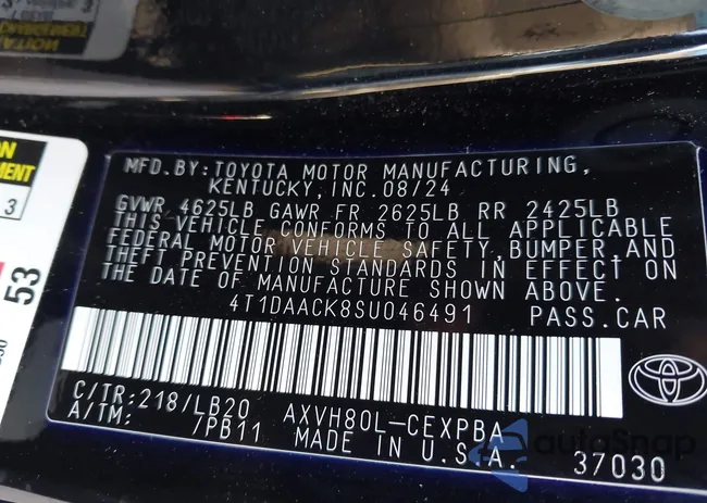 4T1DAACK8SU046491: 43390425