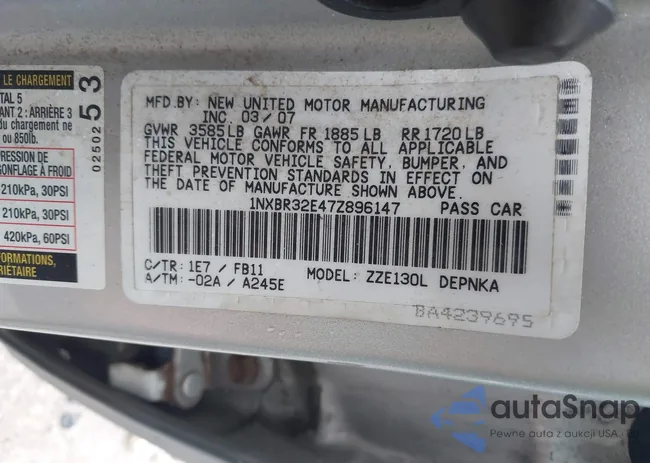 1NXBR32E47Z896147: 43390522