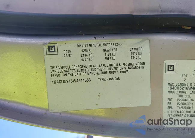 1G4CU5216W4611653: 43390577