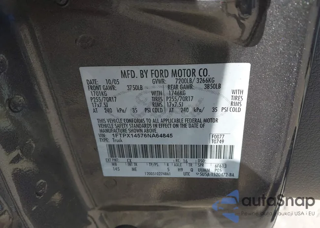 1FTPX14576NA64845: 43391641