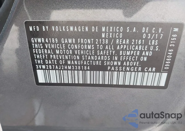 3VW2B7AJ2HM338184: 43391740