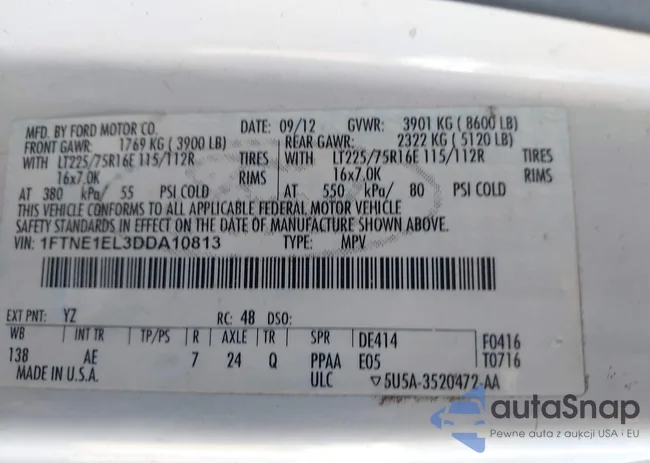 1FTNE1EL3DDA10813: 43391823