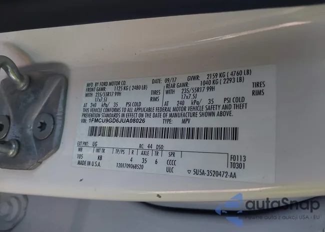 1FMCU9GD6JUA08026: 43391885