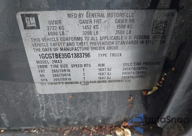 1GCGTBE35G1383796: 43391928