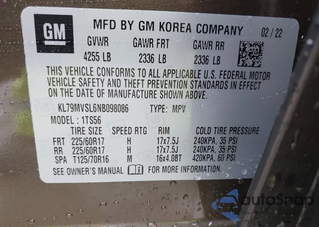 KL79MVSL6NB098086: 43391947