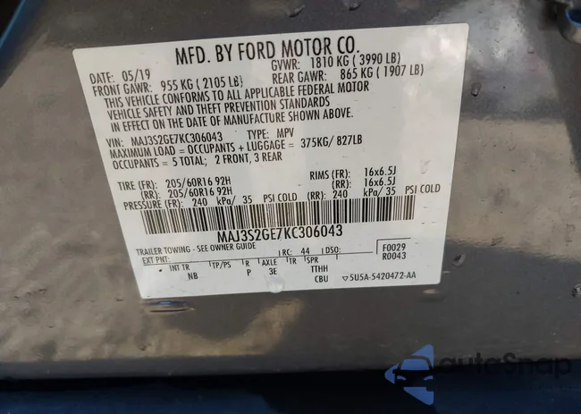 MAJ3S2GE7KC306043: 43392002