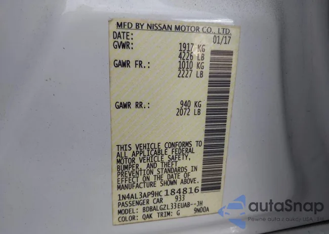 1N4AL3AP9HC184816: 43392123