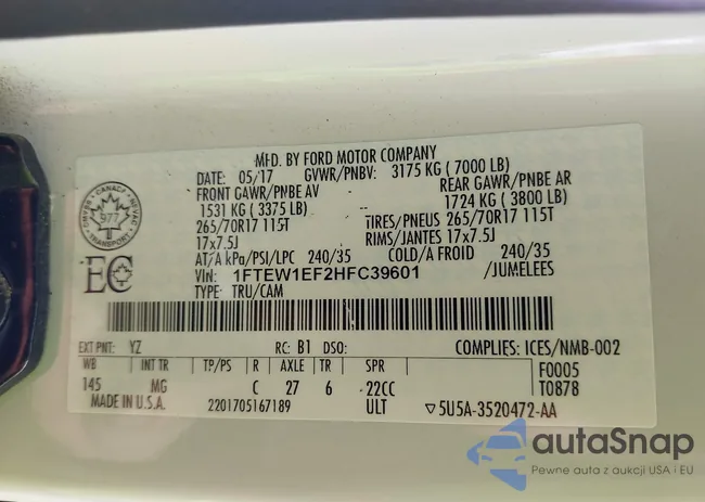 1FTEW1EF2HFC39601: 43391339