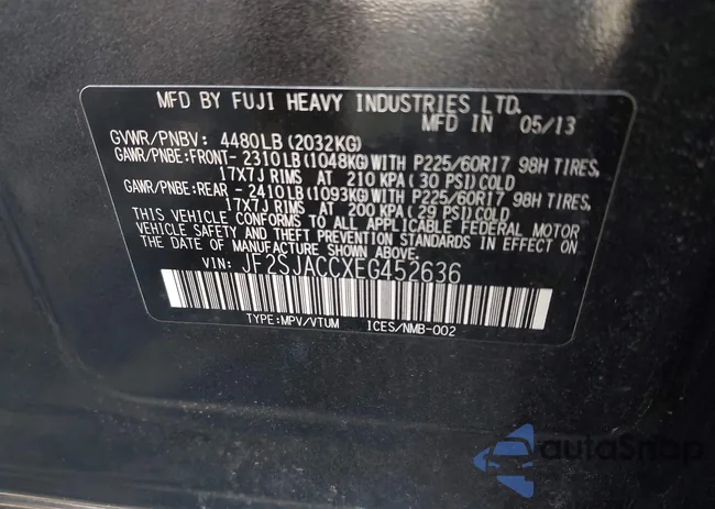 JF2SJACCXEG452636: 43391340