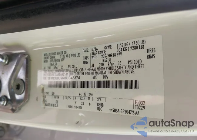 1FMCU0J96HUC43374: 43391428