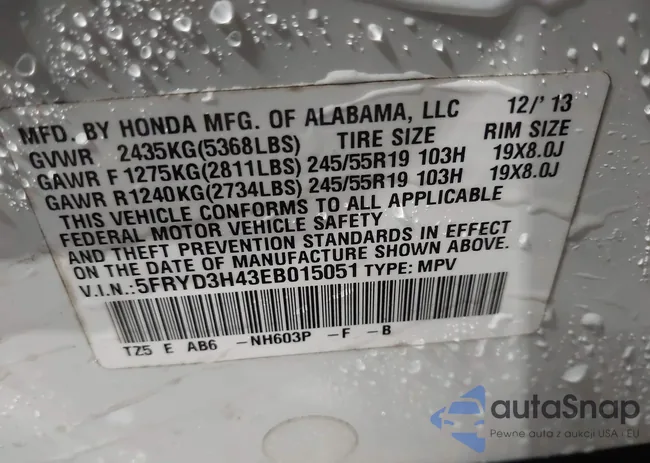 5FRYD3H43EB015051: 43391436