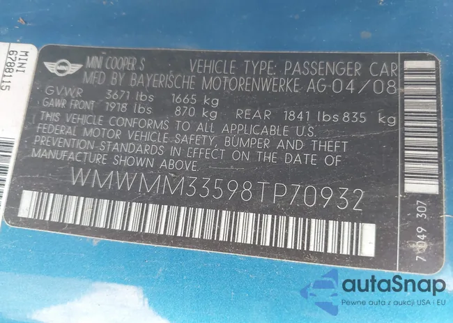 WMWMM33598TP70932: 43391565