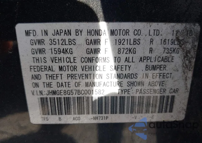 JHMGE8G57BC001582: 43391597