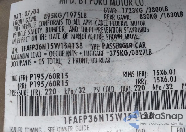 1FAFP36N15W154138: 43392661