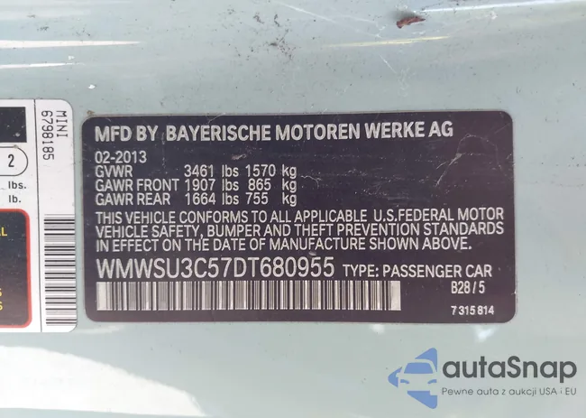 WMWSU3C57DT680955: 43392676