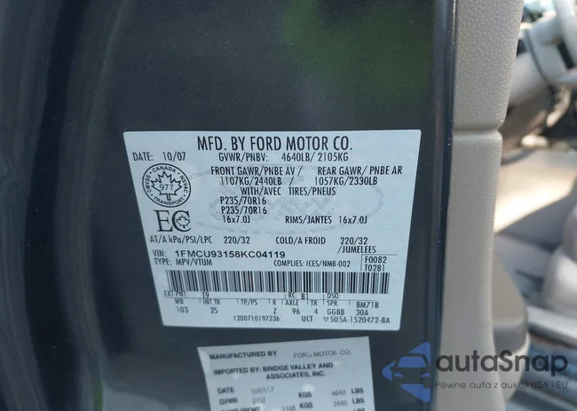 1FMCU93158KC04119: 43392730