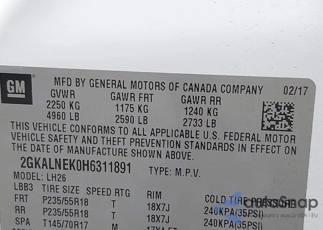 2GKALNEK0H6311891: 43392914