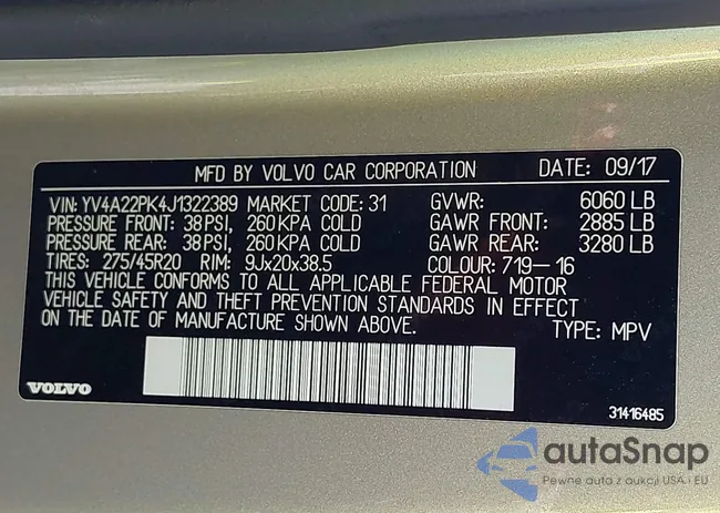 YV4A22PK4J1322389: 43392930