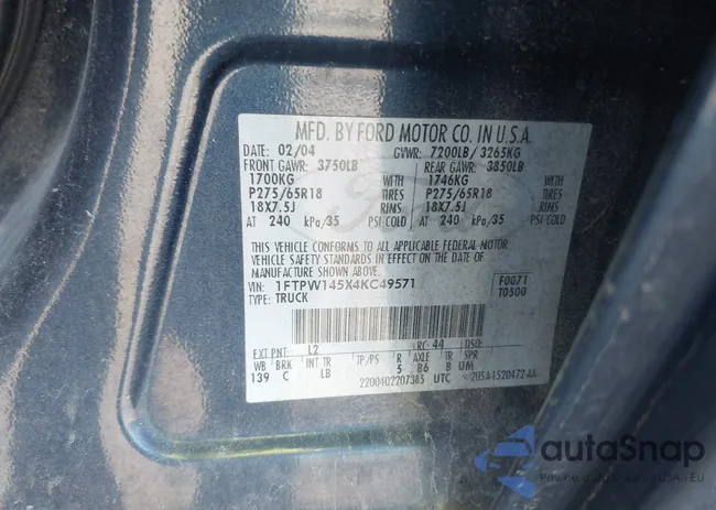 1FTPW145X4KC49571: 43392976