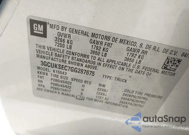 3GCUKSEC7GG287675: 43393034