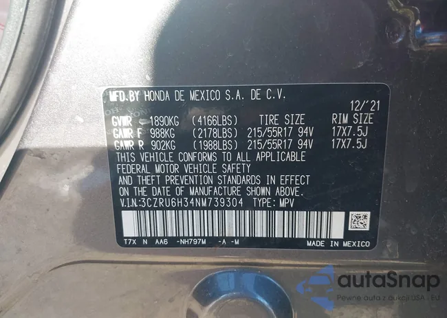 3CZRU6H34NM739304: 43393056