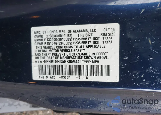 5FNRL5H35GB059440: 43393076