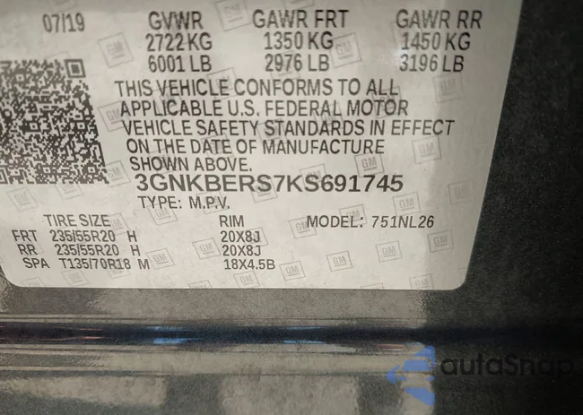 3GNKBERS7KS691745: 43392260