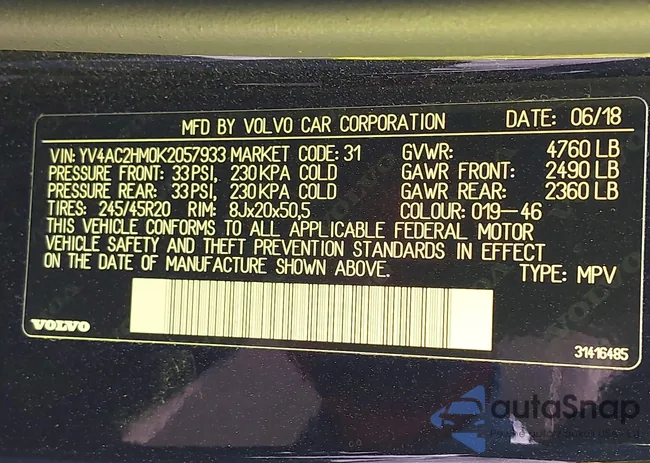 YV4AC2HM0K2057933: 43392486