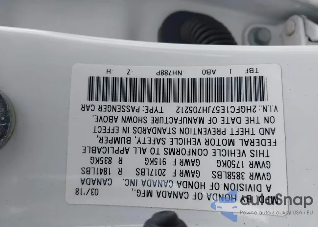 2HGFC1E57JH705212: 43392498