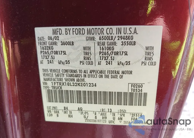 1FTRX18L32KE01234: 43392576