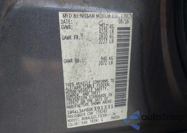 1N4AL3AP8GN391331: 43392589