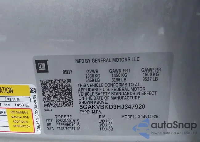 5GAKVBKD3HJ347920: 43392620