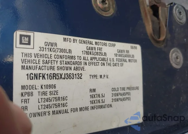 1GNFK16R5XJ363132: 43392622